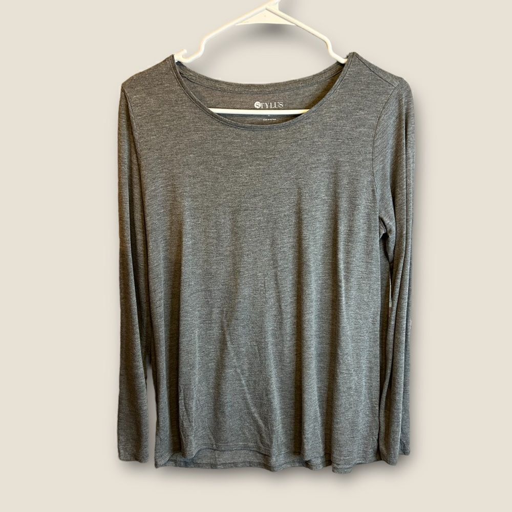 5 for $25🔥Petite‎ Large Stylus Grey Long Sleeve T-Shirt